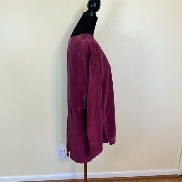 Vintage Womens Magenta Button Front Rayon Cardigan Blouse Top Pink Flowy Boho - Picture 8 of 8